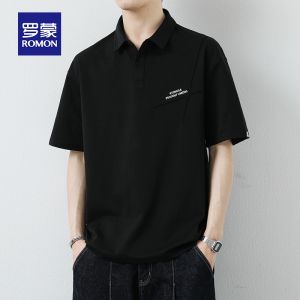 ROMON | Áo thun nam tay ngắn mùa hè mỏng bằng lụa băng cổ polo thương hiệu Nhật Bản thời trang cao cấp thanh lịch thoáng khí cotton polyester