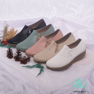 [FREE MASKER] Gaozhan Official Sepatu Slip On Wanita Terbaru Cewek Kekinian GOH 015 Cream
