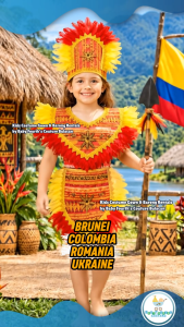 United Nation Brunei Colombia Romania Ukraine Hand Made Recycle Costume for United Nation Attire for UN Events for Kids Girl