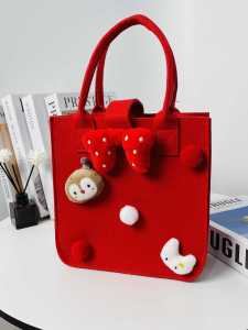 New Cartoon Felt Bag Large Capacity Satchel Shopping Bag Thickened Mummy Bag Internet Celebrity Hundred Days Banquet Gift Gift Gift
