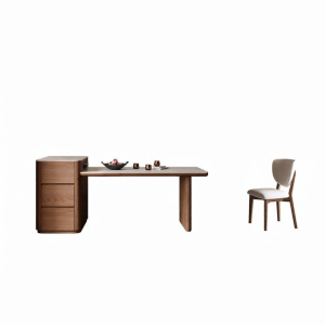 Expandable Stone and Wood Dining Table