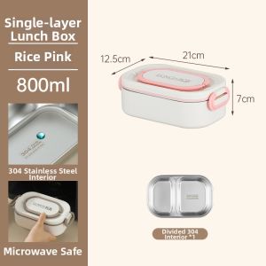 Trendy 304 Stainless Steel Large Capacity Handheld Meal Box