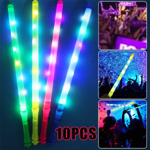 10PCS Concert Glow Stick Flashing LED Plastic Wand Colorful Glowing Cheer Wands Multicolor Light Up For Music Concert Party