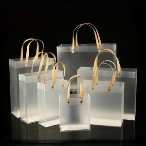 Frosted PVC Tote Bag Reusable high quality transparent waterproof plastic bags Transparent Tote Handbag Gift Clear Plastic Bag Gift Souvenir Bag