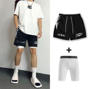 American Black Lightning Basketball Sports Fashion Brand Hot Pants below the Knee Short-Length Pants Running Fitness Casual Breathable Type