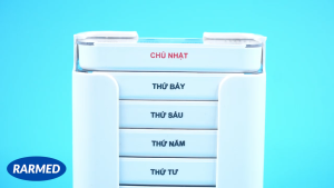 Hộp chia thuốc 7 ngày Tiếng Việt hộp phân thuốc tuần Sáng Trưa Chiều Tối - Xếp chồng