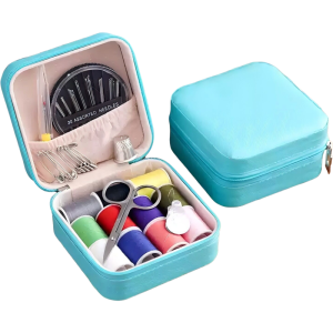 1Box Premiums Portable Sewing Kit Box 18 Pcs Thread Tools Set Heavy Duty Storage Organizer for Home Travel Square Sewing Kit