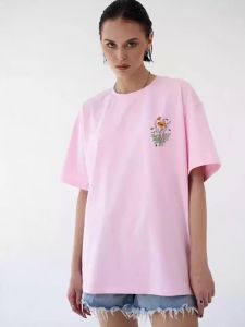 Summer Beautiful Flowers Prints T-Shirts Womens Cotton Oversized T Shirts Basic O-Neck Short Sleeve Tops Casual Woman Clothes