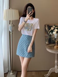 SUYE | Chic Glitter Styling Slimming Womens Set Dress Short Sleeve T-Shirt