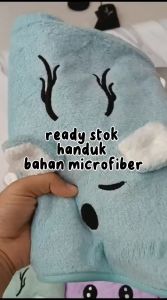 Handuk Mandi Bahan Microfiber Kuping Telinga Bear Kelinci Handuk Karakter Lembut