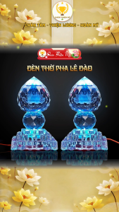 Đèn Pha Lê Đào Led 7 Màu CHÂN THIỆN MỸ Vật Phẩm Trang Trí Bàn Thờ Phòng Thờ PLD-08