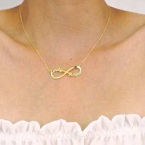 Kalung Nama Custom Simbol Infinity untuk Couple - Personalisasi Nama 2 Orang Kekinian Elegan