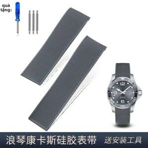 Dây Đeo Đồng Hồ Silicon Chống Nước 21mm Dành Cho Dòng Longines Conquest HydroConquest L3.742.782 - Khóa Thép Có Thể Điều Chỉnh