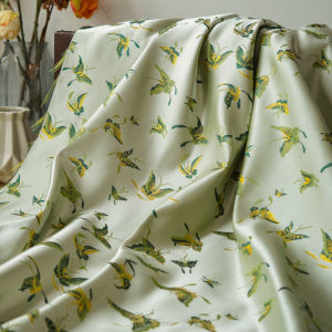 Summer Golden Silk Satin Butterfly Fashion Jacquard Fabric New Chinese Style Dress Color Weaving Fabric TJ22173