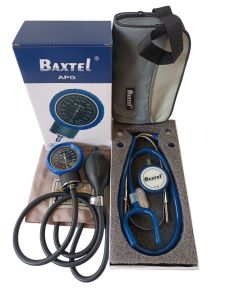 Baxtel APG BLUE Ring Aneroid Sphygmomanometer BP/DARK BLUE DELUXE Stethoscope