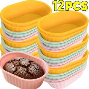 12Pcs Air Fryer Baking Premium Mini Food-Grade Silicone Mold Cups Easy Release Nonstick Bakeware Set for Eggs Muffins Cupcake