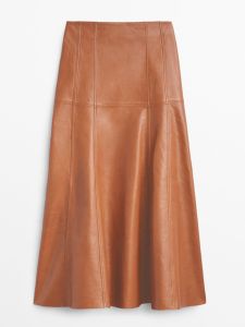 XMO | Elegant High Waist Skinny Sheep Leather Midi Skirt