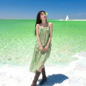CHOUXIE | Tourist Stylish Neck-hanging Camisole Long Dress