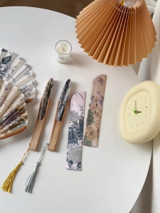 Portable Vintage Chinese Ink Wash Folding Fan Hand Held Silk Bamboo Fans With Tassel Dance Accessory