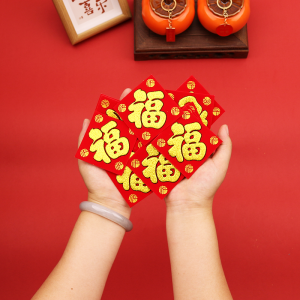 New Year Decorations Mini Velvet Fabric Self Adhesive Door Stickers Horse Year Spring Festival Red Fortunes Blessings