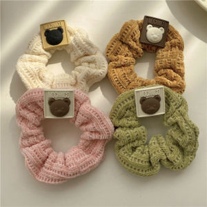 Korean Style Bear Bun Hair Ties: Simple High Elasticity Girls Hair Bands No Damage Hair Elastic Cute Large Bow Circle