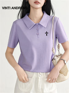Polo Neck Loose Slimming Age-reducing T-Shirt