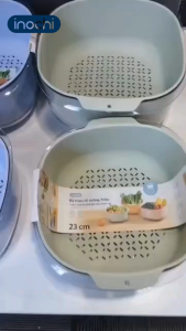YOKO SQUARE BOWL AND COLANDER SET 23CM 27CM