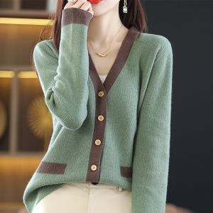 Fashionable Knitted Sweater Jacket Small Fragrance Style Womens Cardigan Versatile Early Spring Autumn Top Quality Korean Version