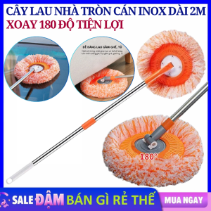 Chổi Lau Quét Trần Nhà Đa Năng - Cây Lau Nhà Cán Inox Xoay 180 Độ Kéo Dài 2M Sợi Bông Siêu Thấm Hút / Chổi Lau Nhà Thông Minh - Dụng Cụ Lau Vệ Sinh Sàn Nhà