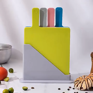 4-piece set of classified cutting boards - Food-grade PP plastic cutting boards with holders