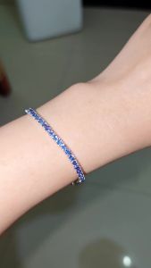 YLMyself Tennis Bracelet 3MM Tanzania Cubic Zirconia (Mint Purple) 16/17/18 CM Chain Rhodium Plated 925 Silver