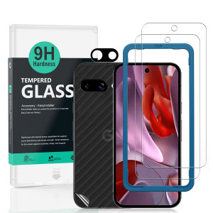 Ibywind For Google Pixel 9a 5G Screen Protectorwith 2 Pcs Tempered Glass1 Pc Camera Lens Protector1 Pc Backing Carbon Fiber Film [Fingerprint ReaderEasy to install]