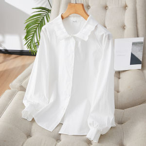 Pure Cotton Long Sleeve Polo Shirt Womens Autumn Fashion Hook And Eye Hollow out Turnover Carrier Color Chest Design Korean Relaxed Fit Blouse.