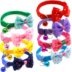 Pet Collar  Bowknot Cat Collar with Bells Necklace Buckle Adjustable Small Dog Puppy Kitten Collars Pet Accesso