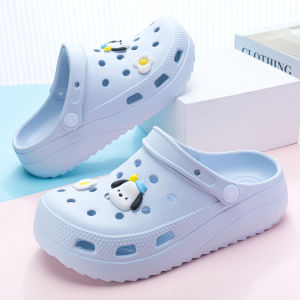 Womens Thick Bottom Sandals Breathable Slip-On Summer New Style Anti-Slip Head Covering Clog Shoes Nurse White Beach Slippers