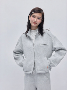 TEENIE WEENIE | Comfortable Flannel Standing Collar Zipper Cardigan Womens Jacket