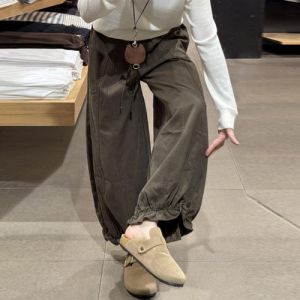 Quần Ống Rộng Họa Tiết Hoa Màu Nâu Cho Bà Bầu Quần Ống Rộng Thoải Mái Mùa Thu Quần Ống Rộng Cỡ Lớn Cho Phụ Nữ Mang Thai