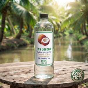 Dầu dừa ép lạnh loại 1 cao cấp 1000ml Tina coconut nguyên chất dưỡng da dưỡng tóc max xa súc miệng tẩy trang uống detox cơ thể