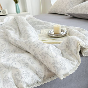 New 2025 Pure Cotton Summer Cooling Single Person Thin Quilt Machine Washable Cartoon All Cotton Air Conditioner Quilt Set of Four