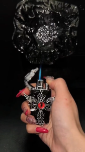 Bật Lửa Gas 2 Chế Độ Đôi Cánh Mắt Mèo Bật Lửa Phong Thủy ( Xài Gas - 2 Chế Độ Lửa)