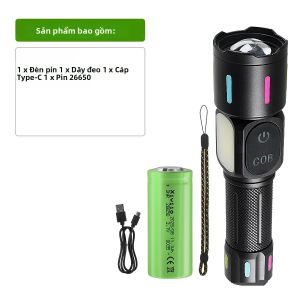 28000000LM Đèn Pin LED Công Suất Cao COB Long Shot 2000M Đèn Pin Chiến Thuật Có Thể Sạc Lại Với Khả Năng Điều Chỉnh Tiêu Điểm Chống Nước Để Cắm Trại Săn Bắn