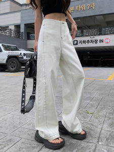 Womens High Waist Wide Leg Jeans Loose Drapey Straight Cut Trousers American Style Light Washed Casual High Waist Jeans