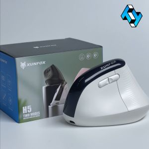 XUNFOX H5 Dual Mode Vertical Gaming Mouse 2.4GHz and Bluetooth Wireless1600DPI Charge Mute Wireless Mice
