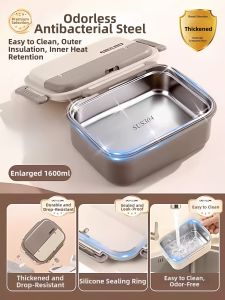 XIAOCHUSHU | Stainless Steel Lunch Box With Utensils Microwave Safe Large Capacity