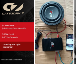 Car Audio Woofer CSW-8FL450 Dual 4ohms 8" Category 7 Slim Type Subwoofer 450Wrms 900w Peak Power Max 1 Pc