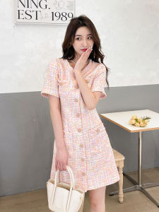 Spring Summer New Style Ageless French Lady Short Sleeve Dress Womens Small Size Slimming High End Elegant Short Skirt