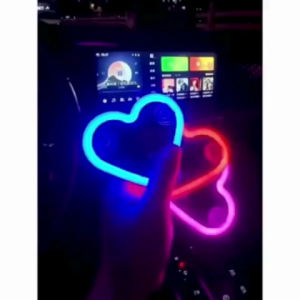 Car Solar Love LED Ambient Light Multi-color Heart-shaped Luminous Light Solar Charging Atmosphere Neon Decoration Light