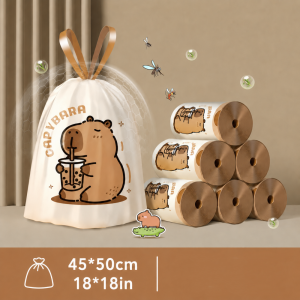100/50Pcs 45x45cm Printed Tear-Free Drawstring Trash Bags Disposable Garbage Bags Sacks Kitchen Accessories