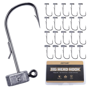 Goture | Bộ 15 Móc Câu Jig Đầu Chìm 3.5g-10g Bằng Thép Carbon Cao Cấp Có Mắt 3D Kèm Móc Giữ Mồi Có Ngạnh Dùng Cho Cá Bass Cá Tầm.