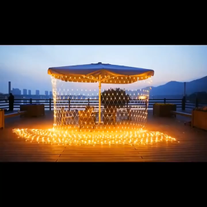 3x2M Solar Powered Mesh String Lights Outdoor Waterproof Garden Decor for Wedding Party Backyard Holiday Hari Raya